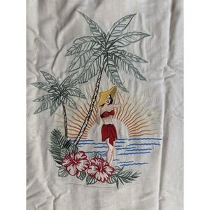 Eagle Dry Goods Hawaiian Shirt XL Mikes Hard Lemonade Pinup Embroidered Jacquard